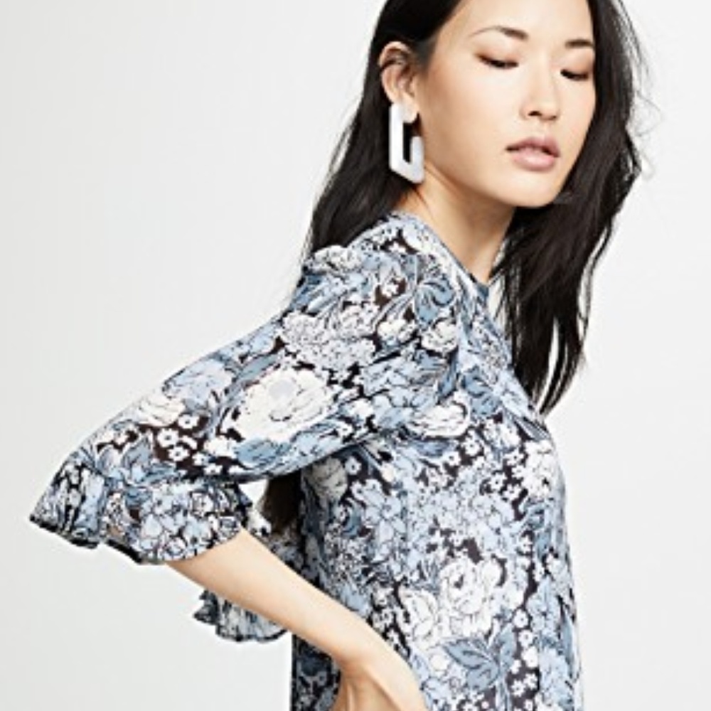 GANNI PRINTED GEORGETTE DRESS - HEATHER